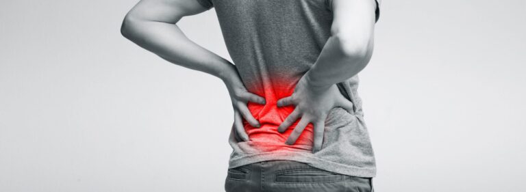 Person with red radiating back pain