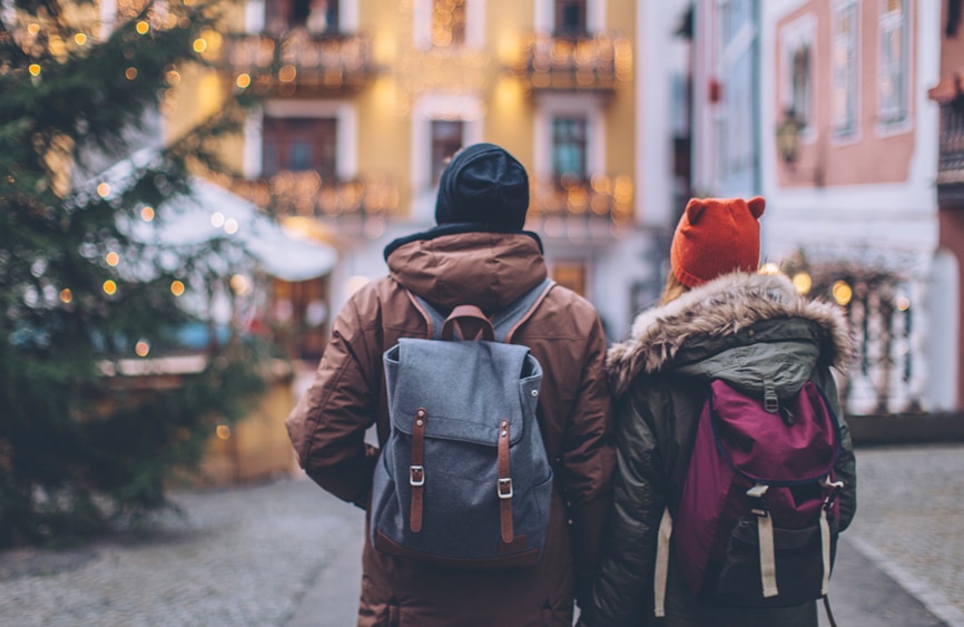 Couple exploring a city