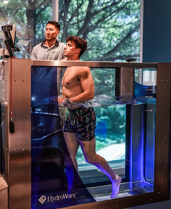 athlete running in aquatic treadmill