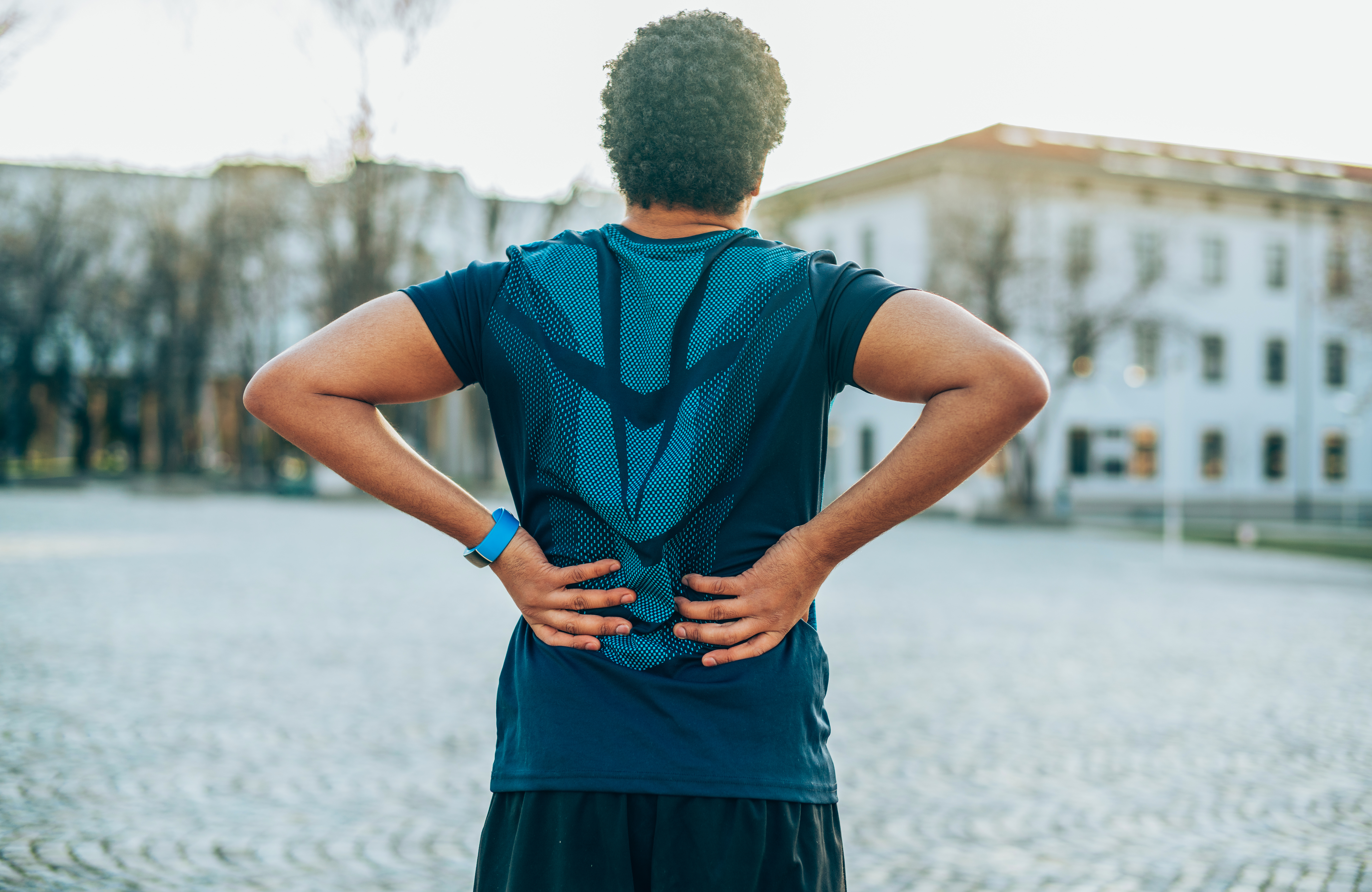 Athlete holding lower back
