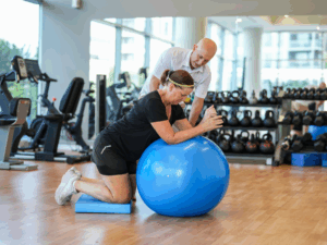 patient doing functional exercise for back pain