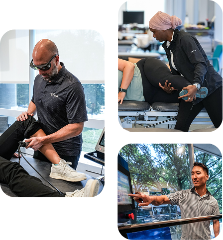 physical therapists using laser therapy and aquatic therapy