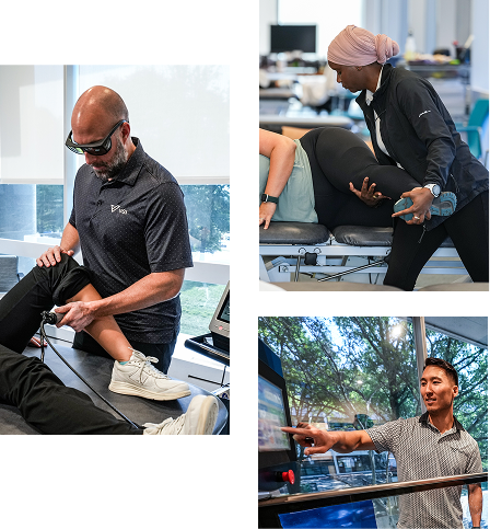 physical therapists doing laser therapy and aquatic therapy