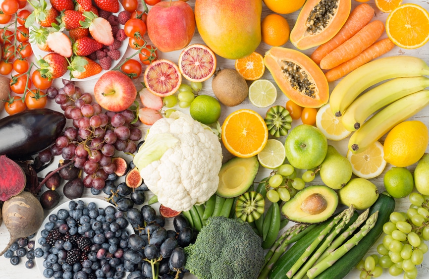A lot of colorful fruits and vegetables