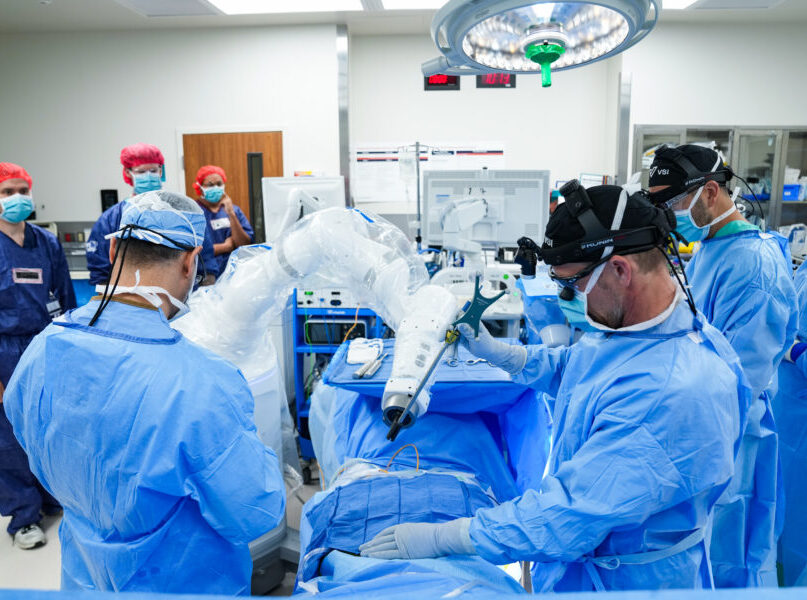 VSI's surgical team of Dr. Good, Dr. Haines and Dr. Jazini in the operating room